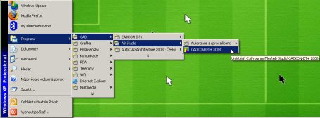 Obrázek 1-2: Zástupce CADKON DT+ 2008 v nabídce Start (individuálně upraveno)