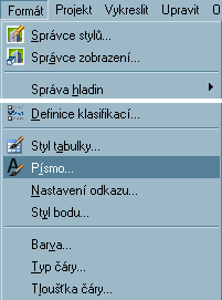 Roletové menu Formát