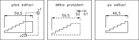 Protažení kóty pomocí příkazu Protáhni