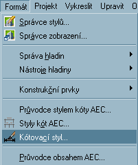 Roletové menu Formát