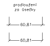 Prodloužení kótovací čáry za úsečky